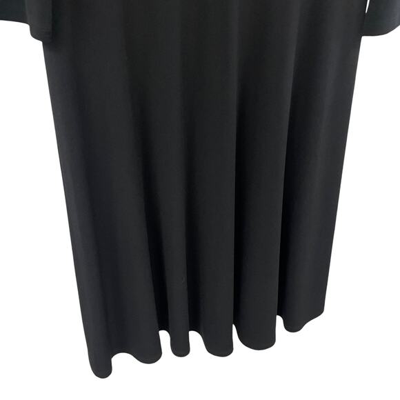 NWT Talbots Ruffle Split Neck Black Knee Length Stretch Dress Womens Medium - Picture 2 of 6